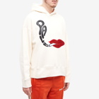 Palm Angels Men's Red Lips Popover Hoody in Butter/Black