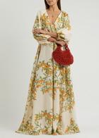Bernadette Georgio Floral-print Linen Gown Cream