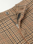 LOEWE - Leather-Trimmed Prince of Wales Checked Wool Trousers - Neutrals