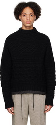 sacai Black Horizontal Sweater