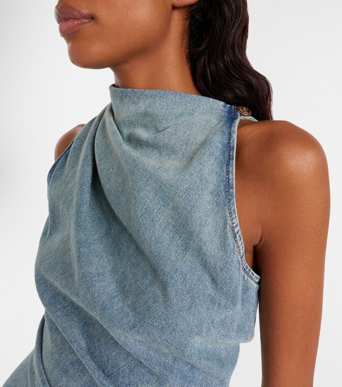 McQueen Draped denim minidress