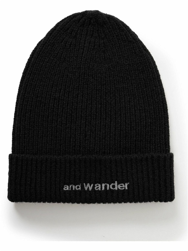 Photo: And Wander - Logo-Embroidered Ribbed Shetland Wool Beanie