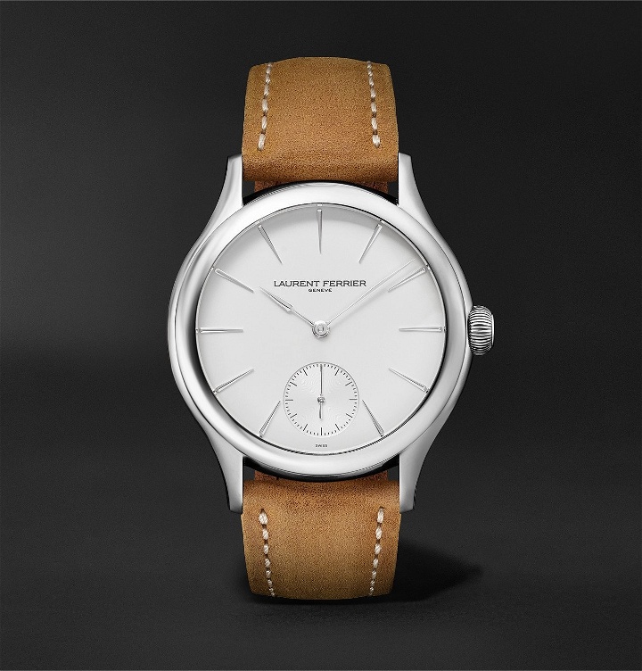 Photo: Laurent Ferrier - Classic Micro-Rotor Automatic 40mm Stainless Steel and Leather Watch, Ref. No. LCF004.AC.G1G1.1 - White