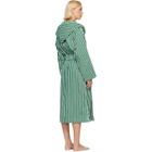 Tekla Green & White Terry Hooded Bathrobe