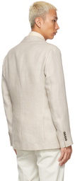 Brunello Cucinelli Beige Linen Herringbone Blazer