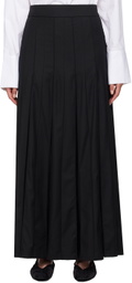 REMAIN Birger Christensen Black Pleated Suiting Maxi Skirt