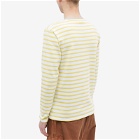 Armor-Lux Men's 59654 Long Sleeve Organic Stripe T-Shirt in Milk/Neon Yellow