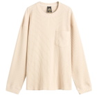 FrizmWORKS Men's Oversized Waffle Pocket Long Sleeve T-Shirt in Cream