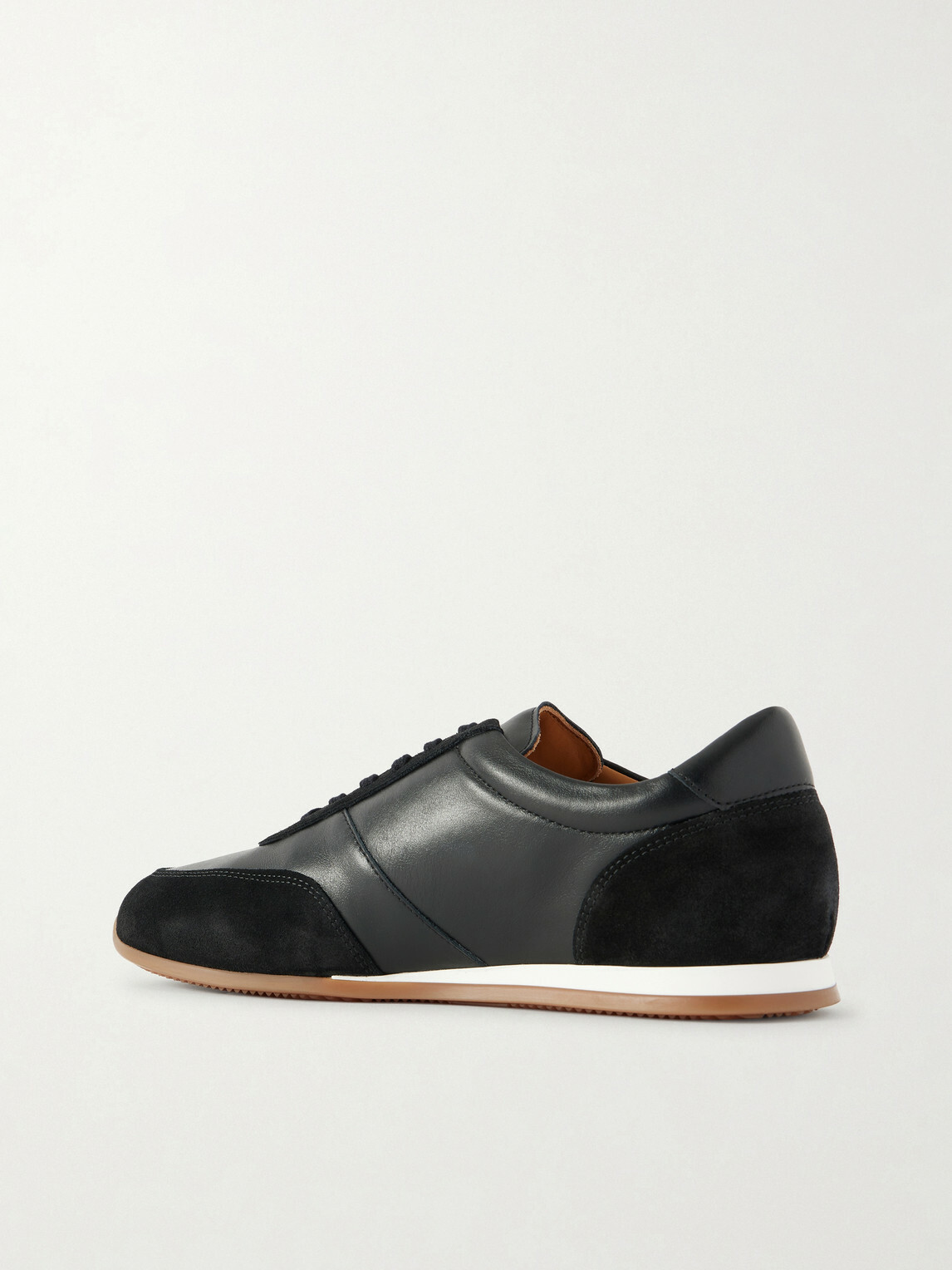 Mr P. - Suede-Trimmed Leather Sneakers - Black