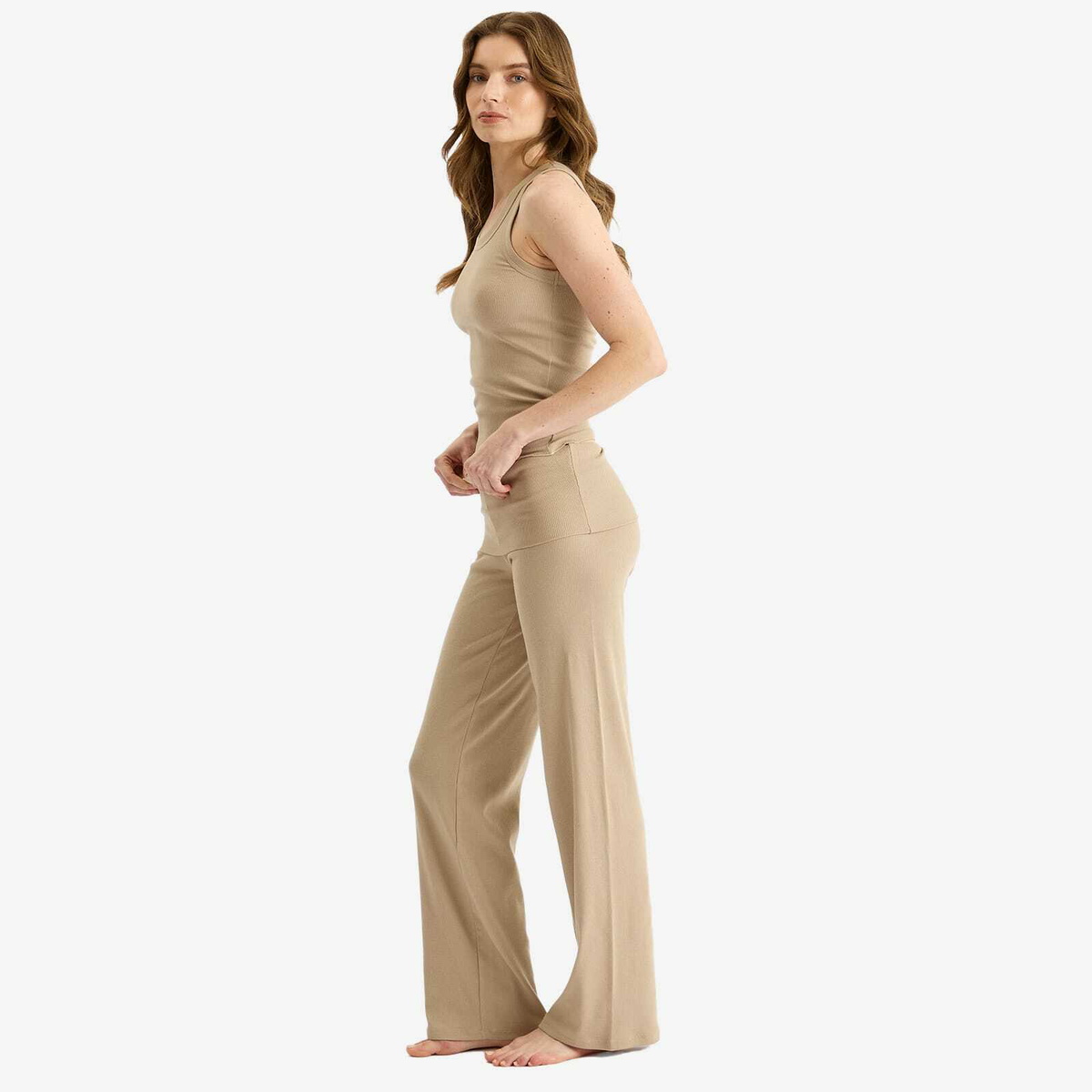 SKIMS Women's Cotton Rib High Scoop Tank in Latte