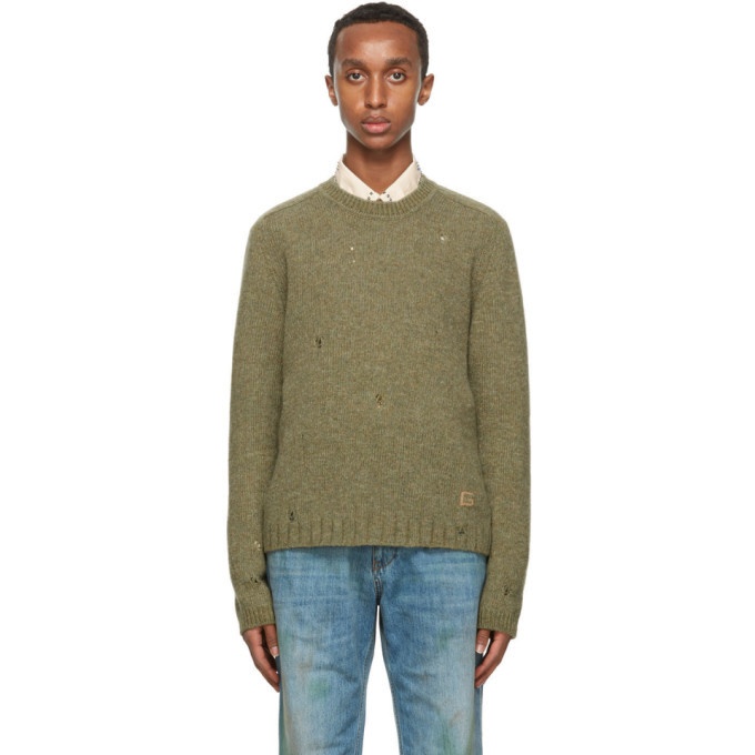 Photo: Gucci Green Wool Square G Sweater