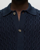 Les Deux Garrett Knitted Ss Shirt Blue - Mens - Overshirts/Shortsleeves