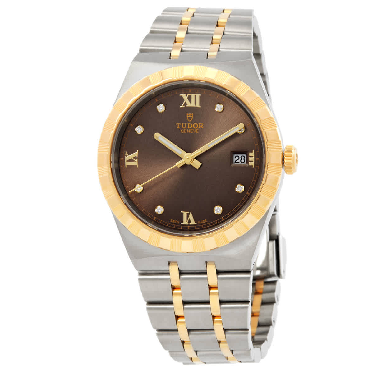 Tudor Automatic Diamond Brown Dial Watch M28503-0008
