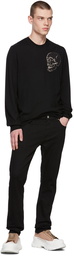 Alexander McQueen Black Wool Skull Crewneck Sweater