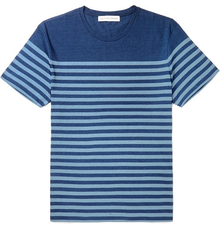 Photo: Orlebar Brown - Sammy Striped Cotton-Jersey T-Shirt - Men - Blue