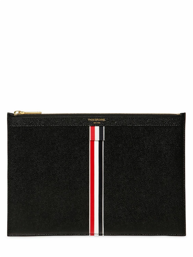 Photo: THOM BROWNE - Medium Stripes Pebbled Leather Pouch