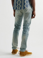 RRL - Patchwork Paint-Splattered Slim-Leg Jeans - Blue