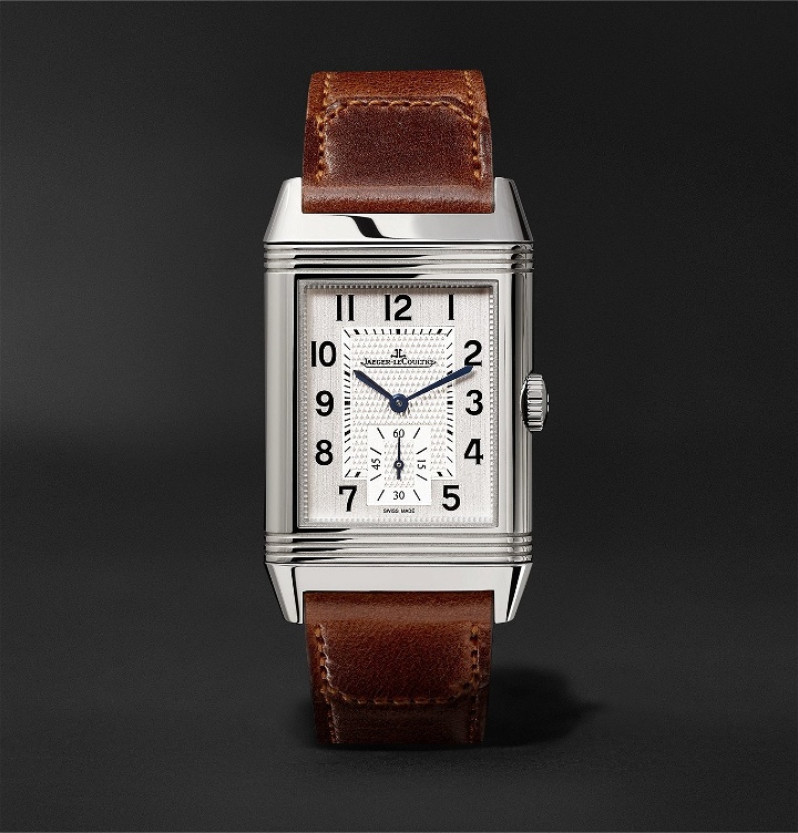 Photo: Jaeger-LeCoultre - Reverso Classic Large Duoface Hand-Wound 28mm Stainless Steel and Leather Watch, Ref. No. Q3848422 - Silver