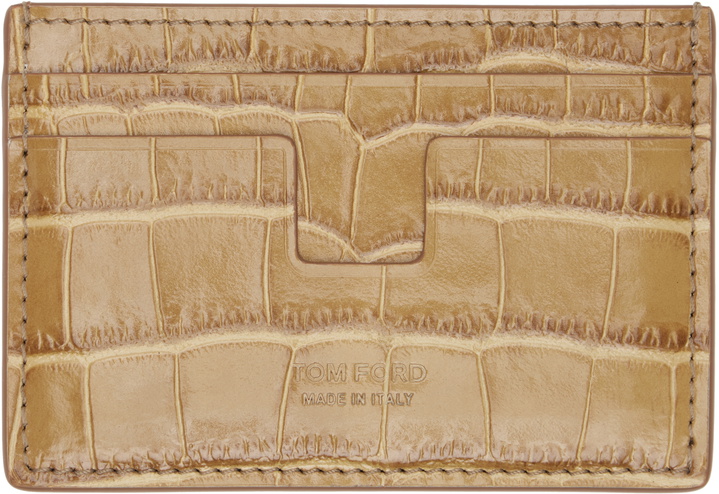 Photo: TOM FORD Tan Shiny Croc 'T Line' Classic Card Holder