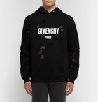 Givenchy - Oversized Distressed Logo-Print Cotton-Jersey Hoodie - Men - Black