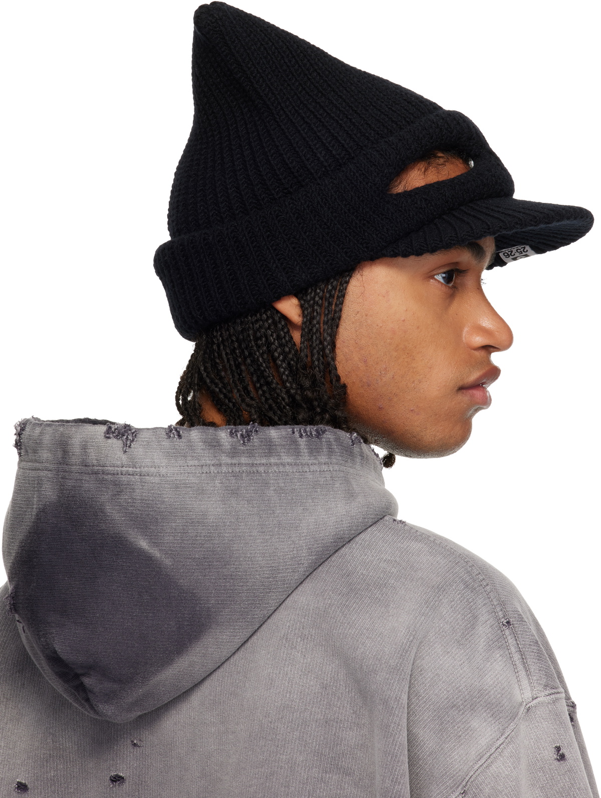Maison MIHARA YASUHIRO Black Masked Cat Visor Knit Cap Maison