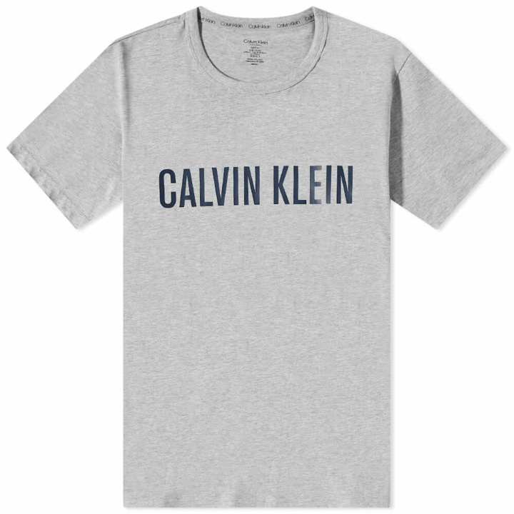Photo: Calvin Klein Men's Arch Logo T-Shirt in Grey Heather/Lake Crest Blue