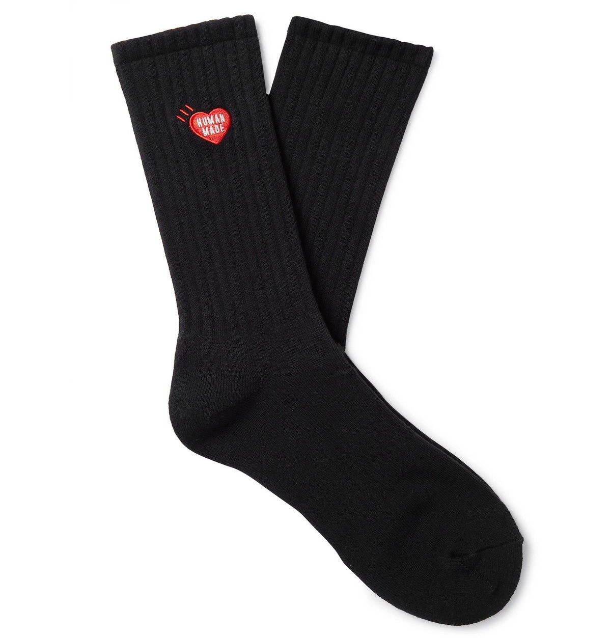 Human Made - Logo-Embroidered Ribbed Cotton-Blend Socks - Black