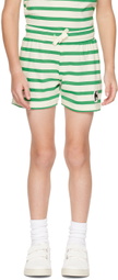 Mini Rodini Kids Green & White Panther Patch Shorts