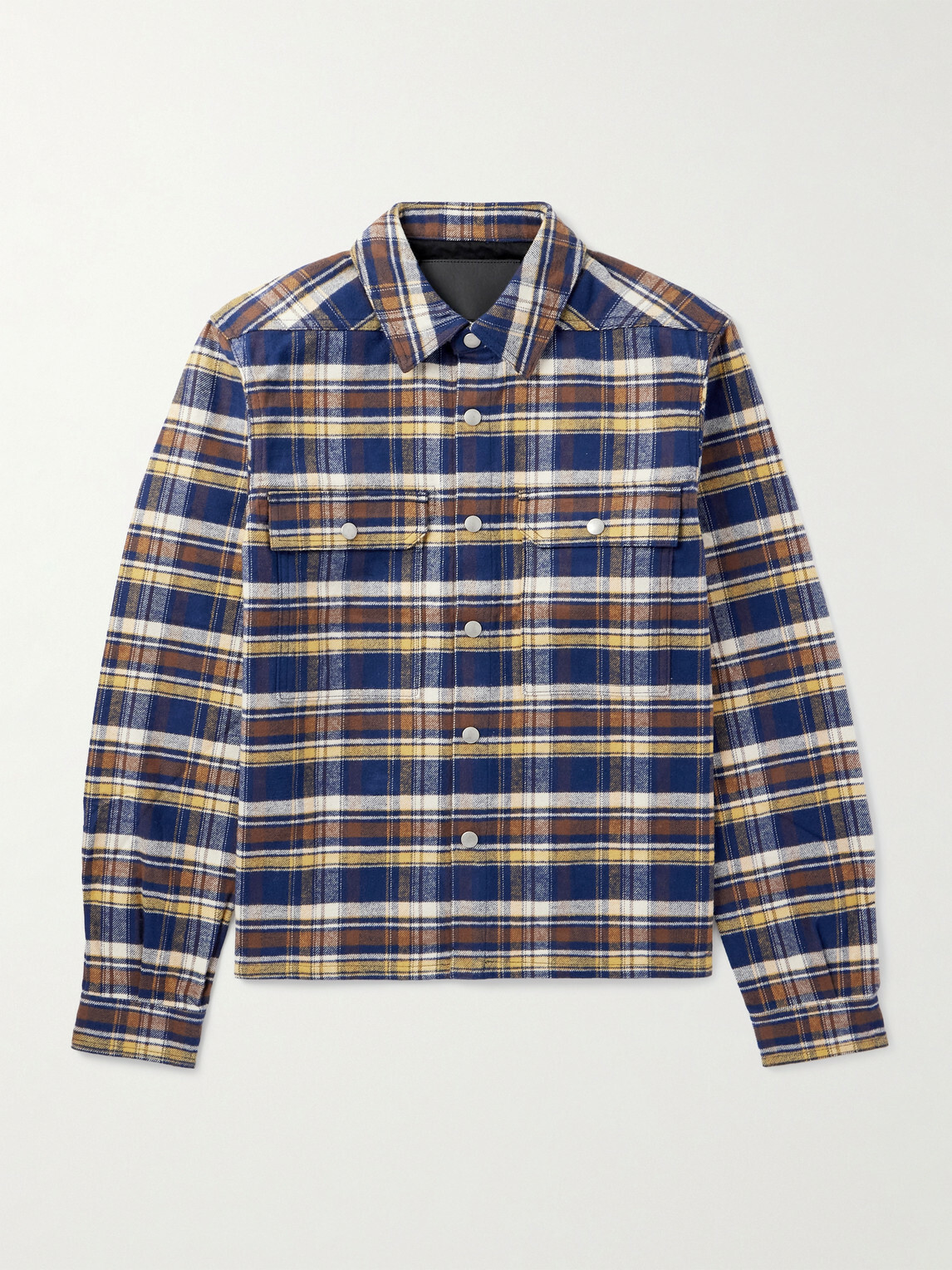 DRKSHDW by Rick Owens - Checked Cotton-Flannel Overshirt - Blue
