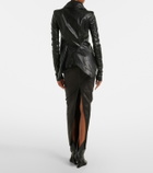 Rick Owens Dirt Pillar leather and cotton midi skirt