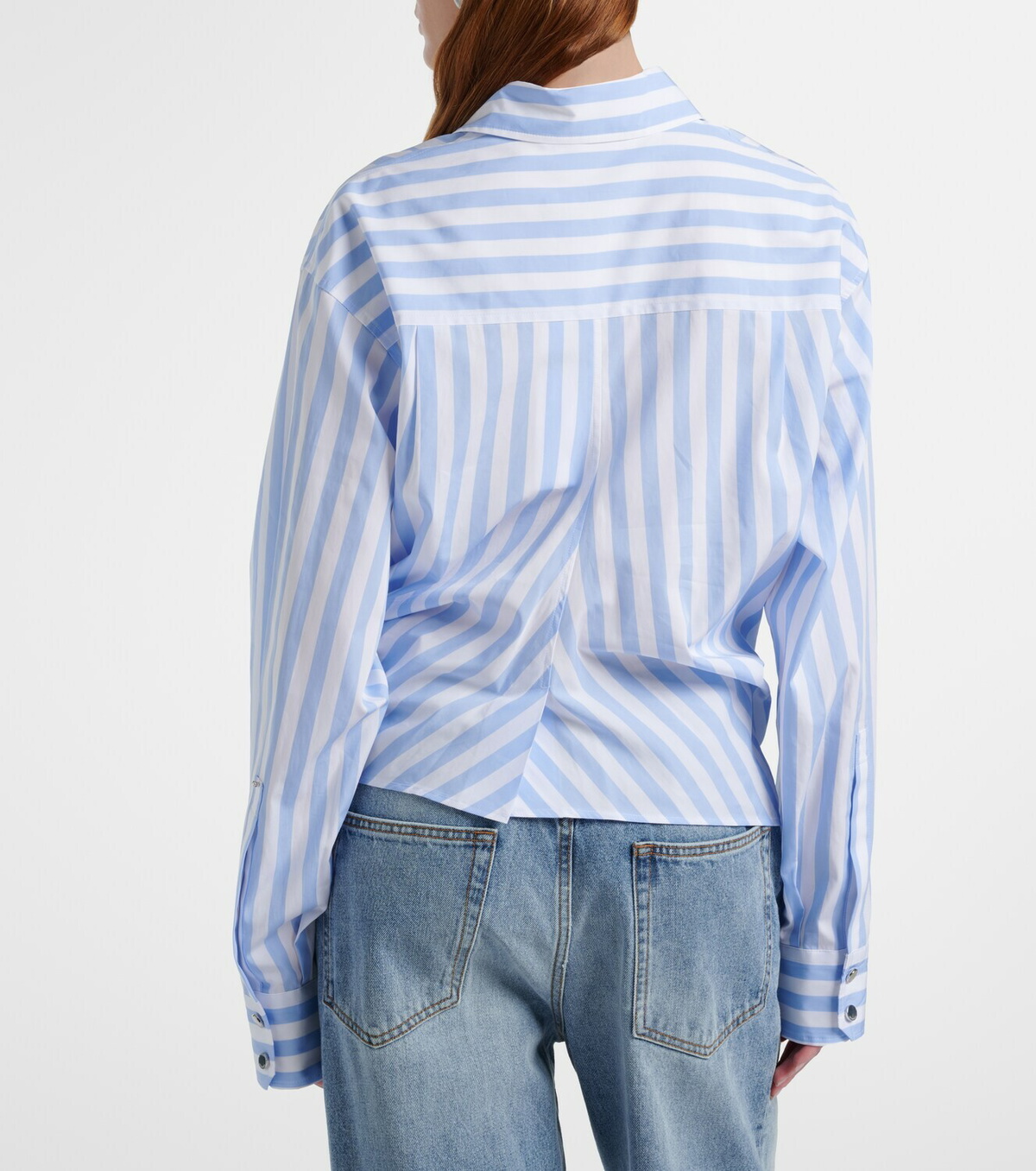 Sportmax Palmizi cutout striped cotton poplin shirt