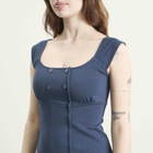 Peachy Den Women's Joni Button Dress in Navy