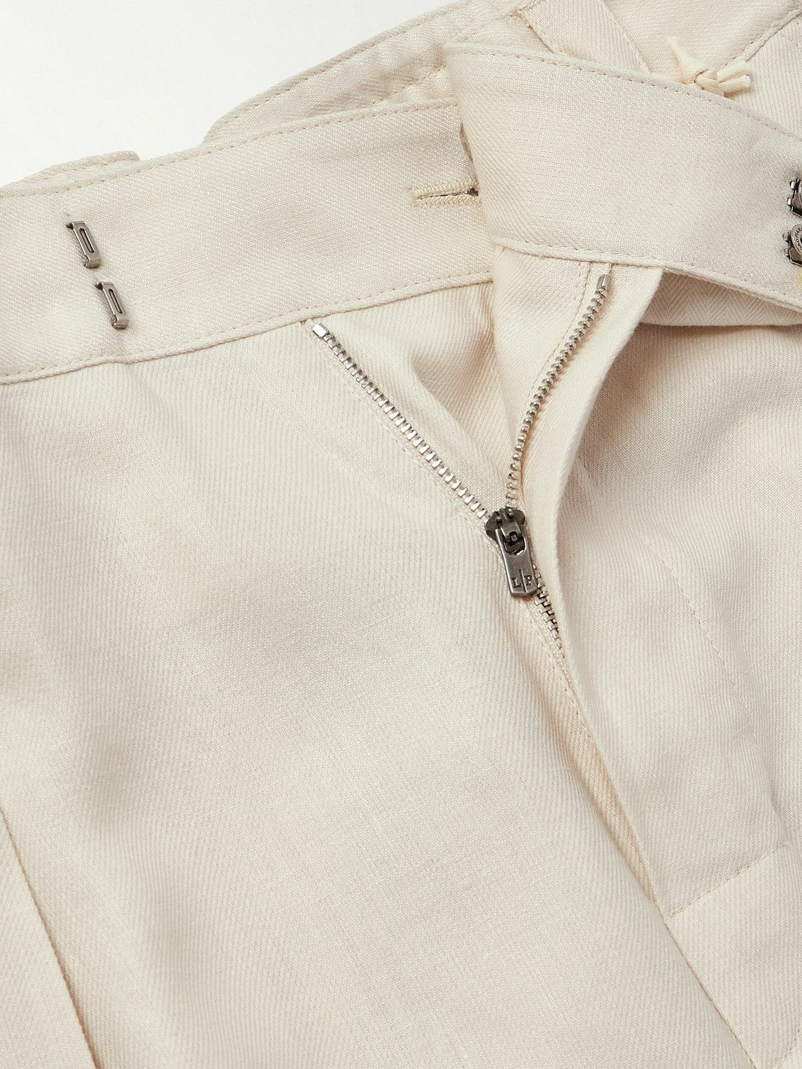 Loro Piana - Reinga Wide-Leg Pleated Linen-Twill Bermuda Shorts - White