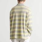 AMI Paris Men's Mercerised Jersey ADC Stripe Polo in Gris Chine/Jaune/Blanc