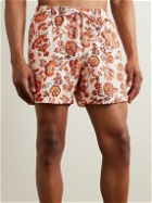 Loro Piana - Straight-Leg Mid-Length Floral-Print Swim Shorts - Orange