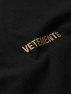 VETEMENTS - Oversized Logo-Print Cotton-Jersey T-Shirt - Black