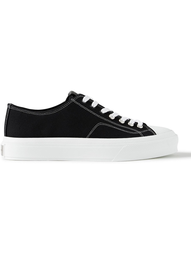 Photo: GIVENCHY - City Leather-Trimmed Canvas Sneakers - Black