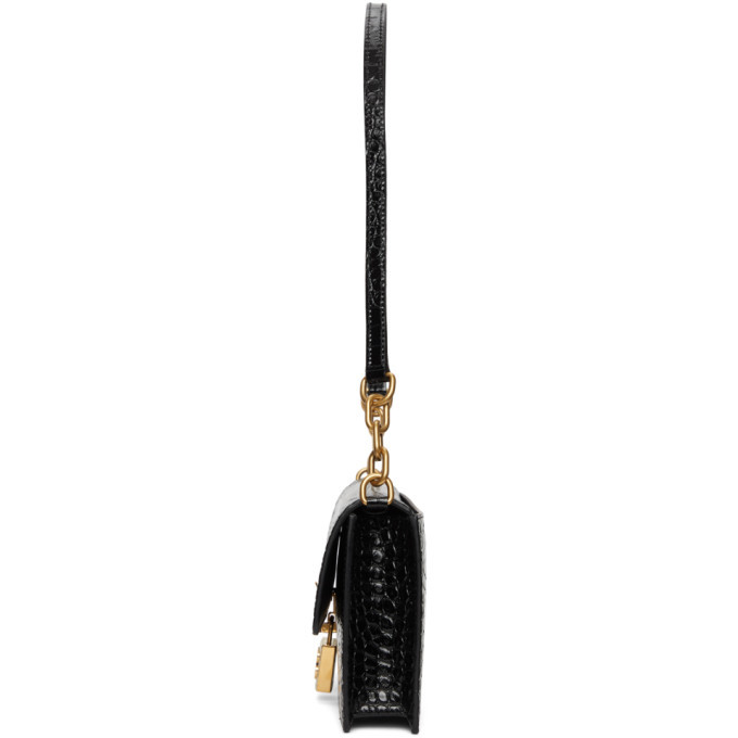 Balenciaga Black Croc Medium Lock Bag