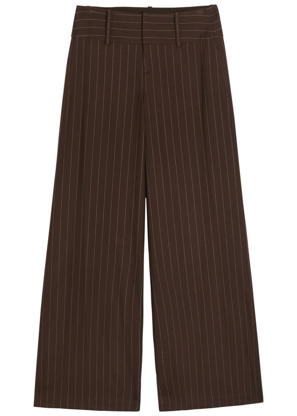 Photo: Alice + Olivia Olivia Pinstriped Wide-leg Twill Trousers Dark Brown