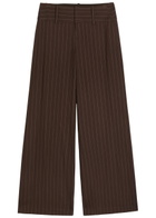 Alice + Olivia Olivia Pinstriped Wide-leg Twill Trousers Dark Brown