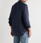 Boglioli - Grandad-Collar Linen Shirt - Blue