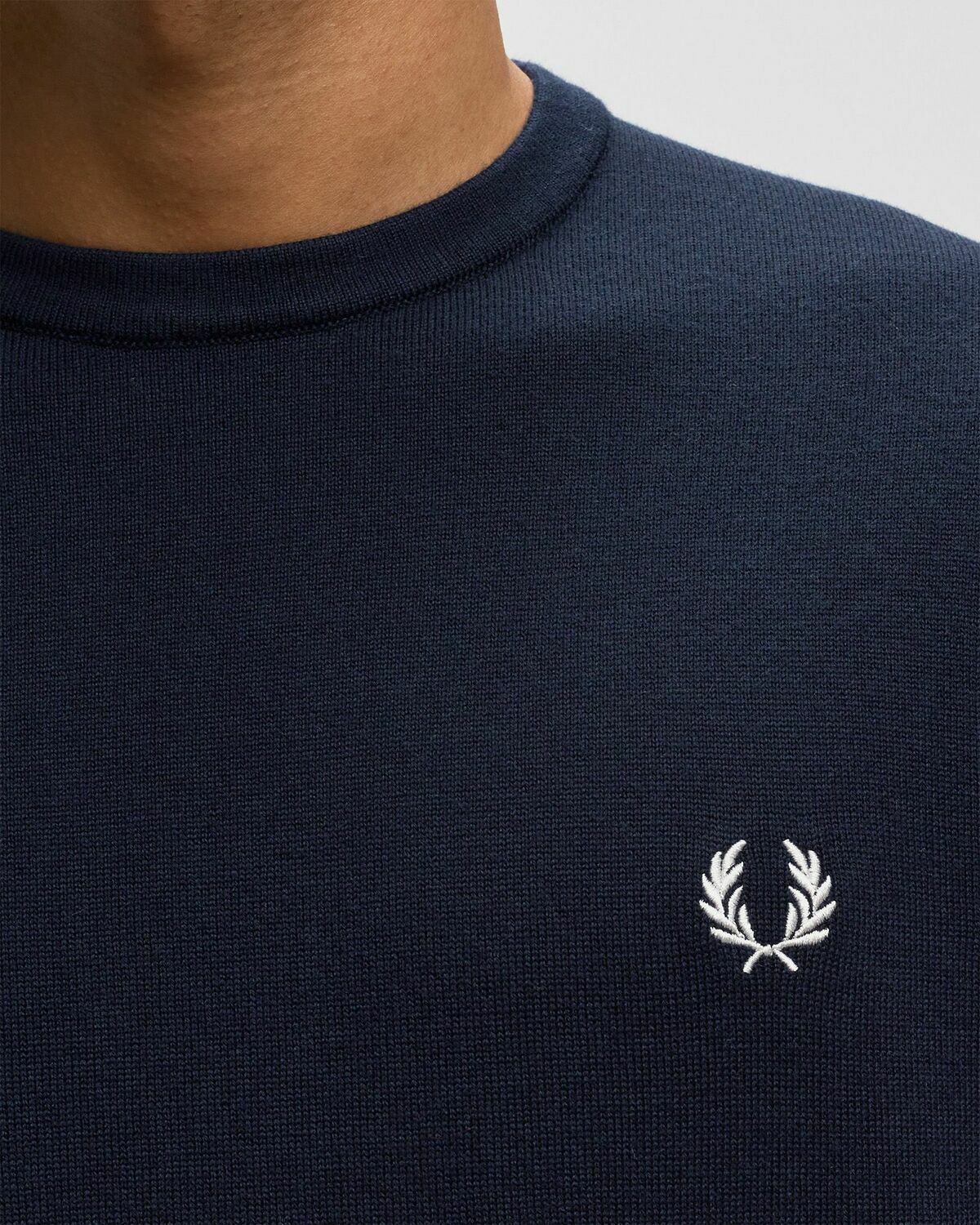 Fred Perry Classic Crew Neck Jumper Blue Sweatshirts