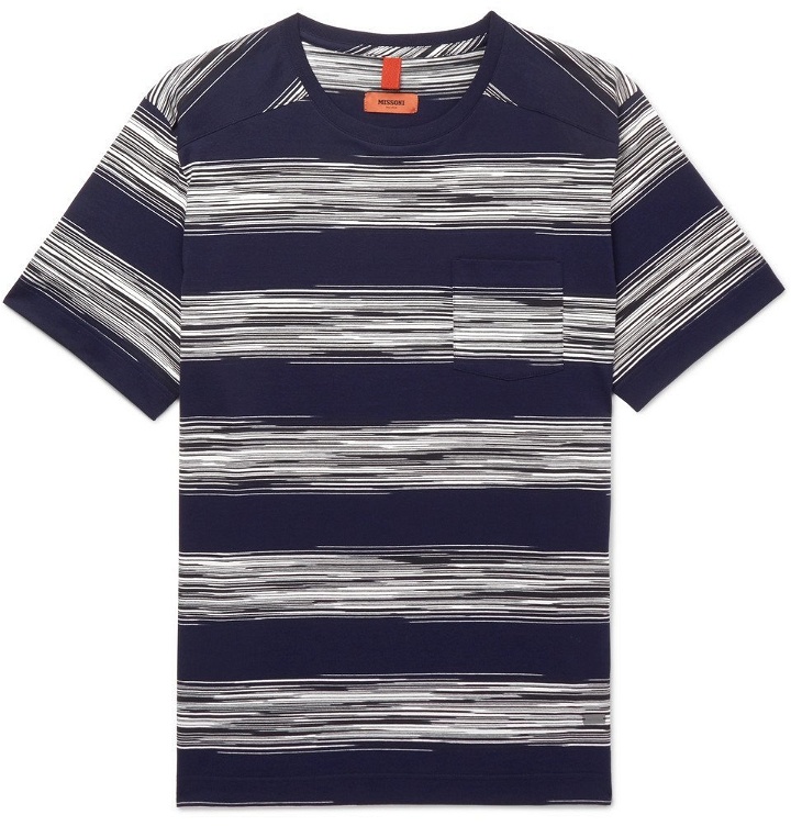 Photo: Missoni - Striped Cotton-Jersey T-Shirt - Men - Navy