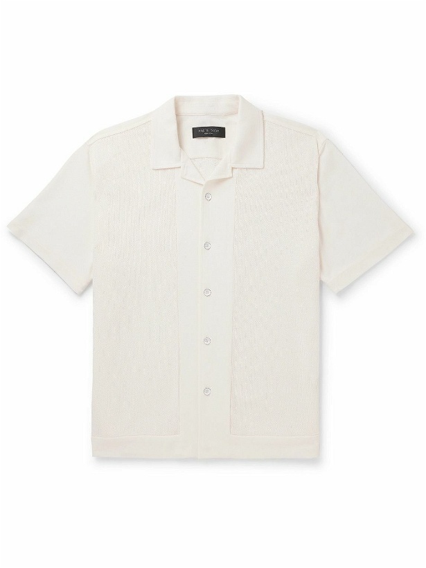 Photo: Rag & Bone - Avery Camp-Collar Honeycomb-Knit Cotton Shirt - White