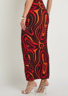 Pucci Printed Seersucker Midi Skirt Orange