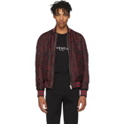 Givenchy Black and Red All Over Logo Signature Bomber Jacket