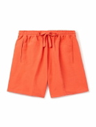 UMIT BENAN - Julian Straight-Leg Linen and Silk-Blend Drawstring Shorts - Red