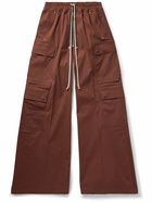 Rick Owens - Wide-Leg Cotton-Blend Drawstring Cargo Trousers - Burgundy