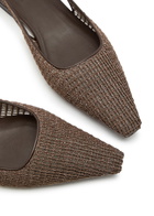 Brunello Cucinelli Bead-embellished Leather Slingback Flats Brown