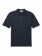 John Smedley - Ribbed Sea Island Cotton Polo Shirt - Blue